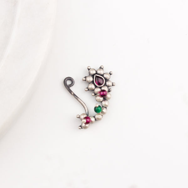 Itihaas Silver Maharashtrian Nath: Small (Left, clipon)