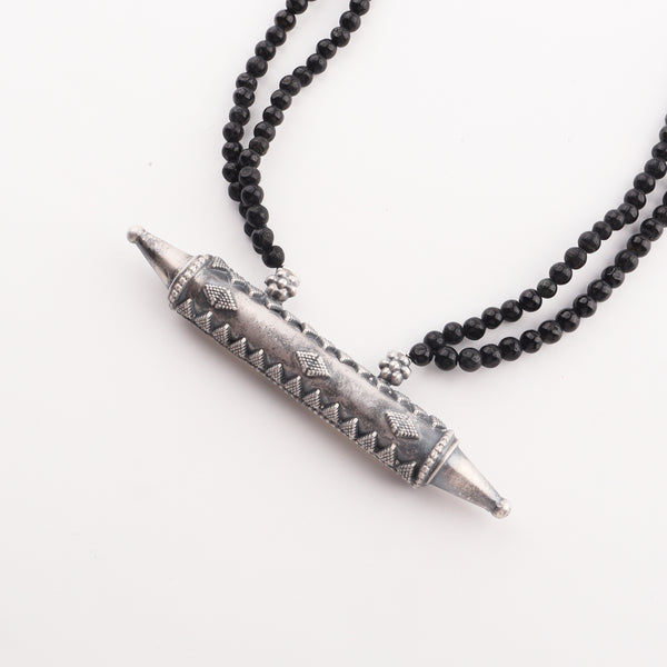 Taveej necklace with black tourmaline pendant in sterling silver