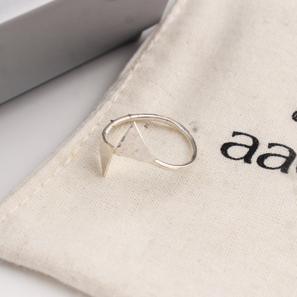 Triangle Shaped Hammered Ring