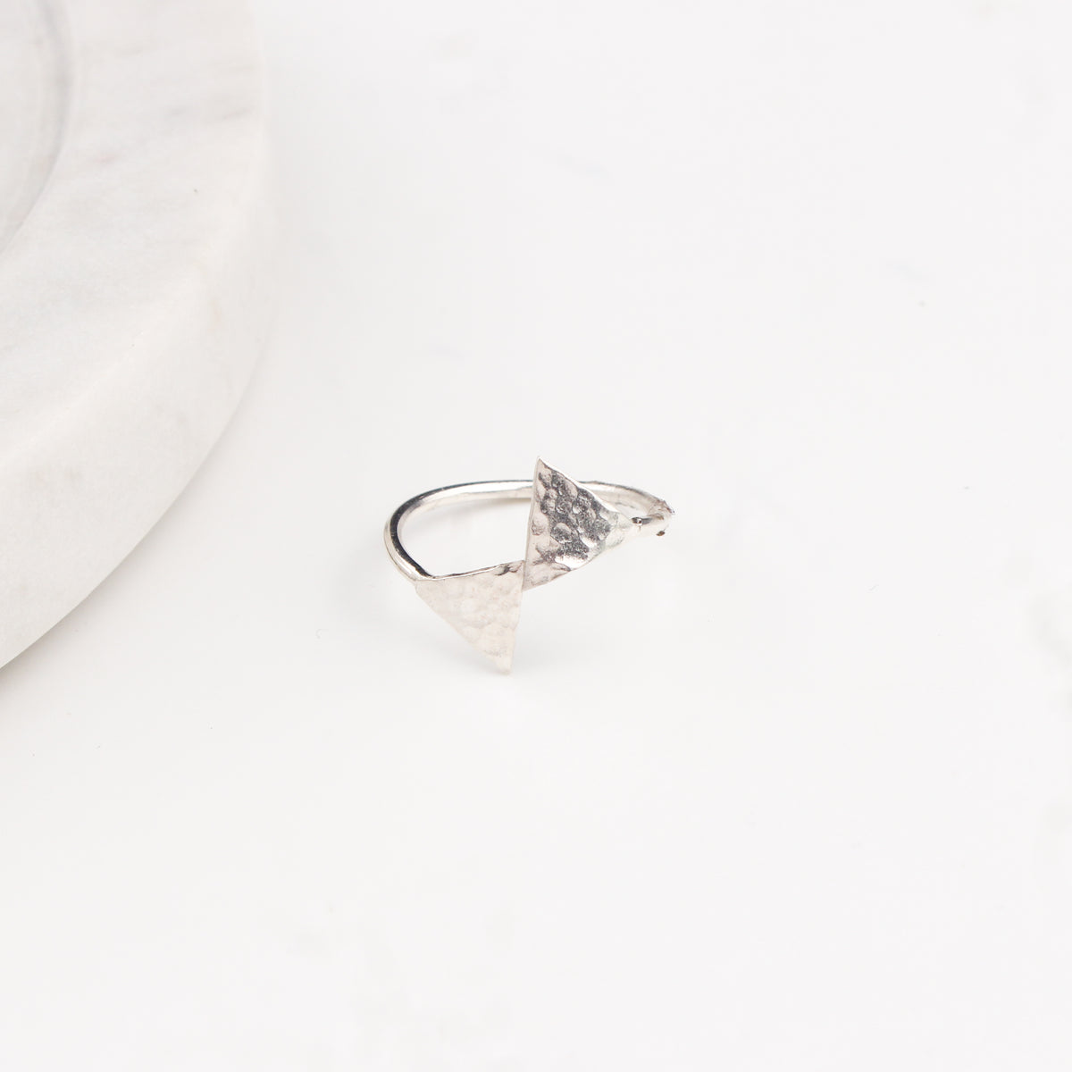 Triangle Shaped Hammered Ring