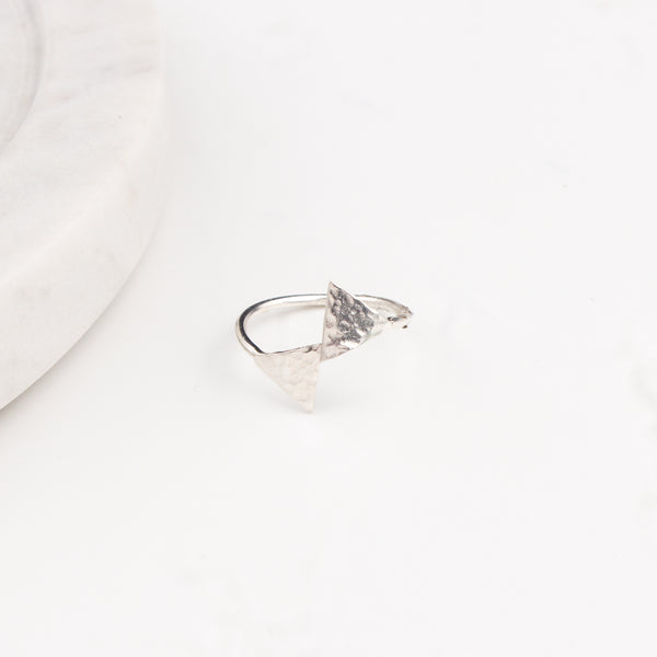 Triangle Shaped Hammered Ring