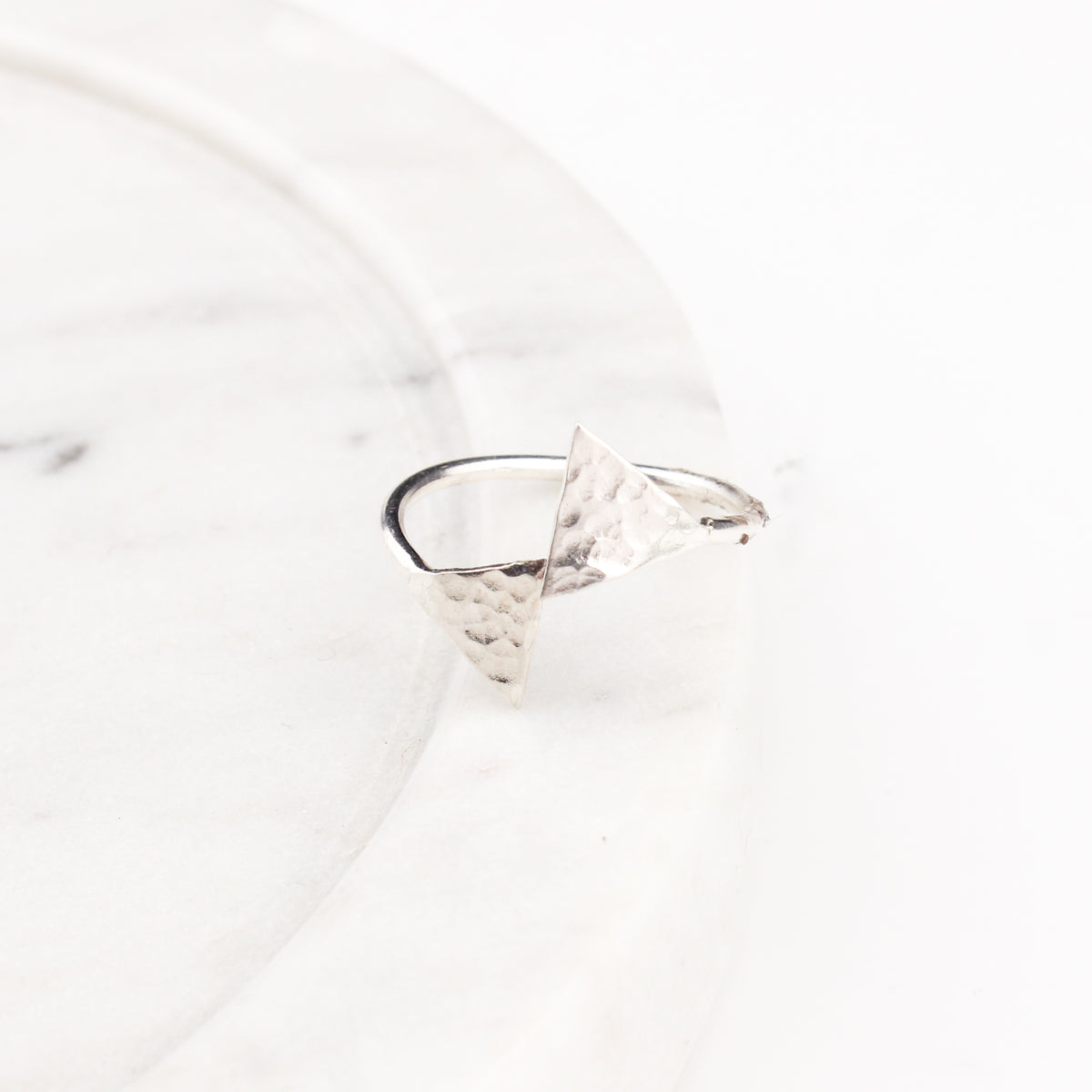 Triangle Shaped Hammered Ring
