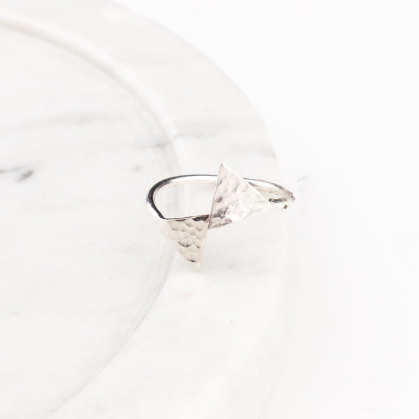 Triangle Shaped Hammered Ring