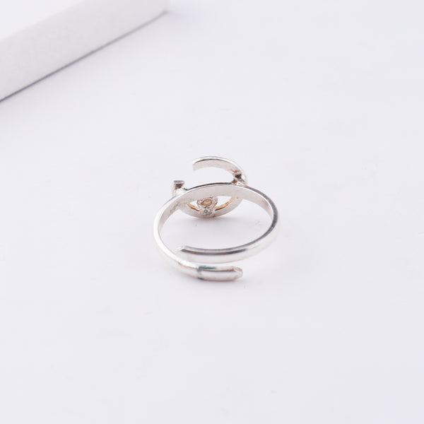 Sliver Semi-Circle and Pearl Ring