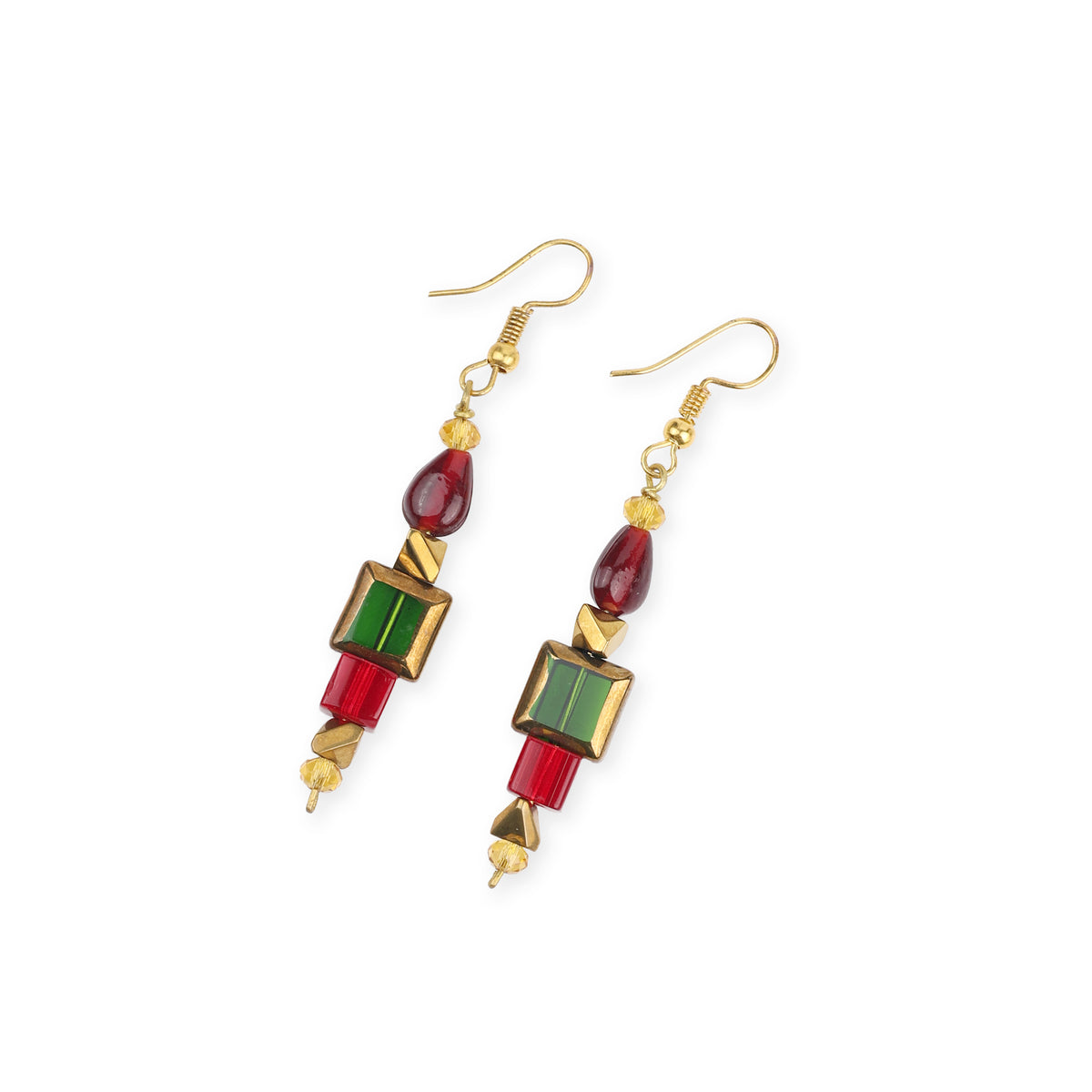 Copper Bead and Glass Bead Earrings