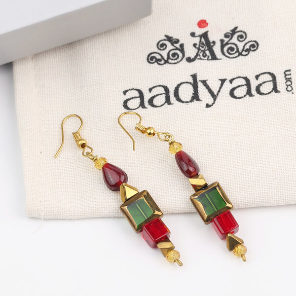 Copper Bead and Glass Bead Earrings