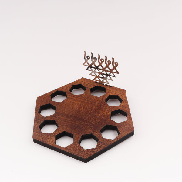 Wooden shadow holder for Saraswati Diya