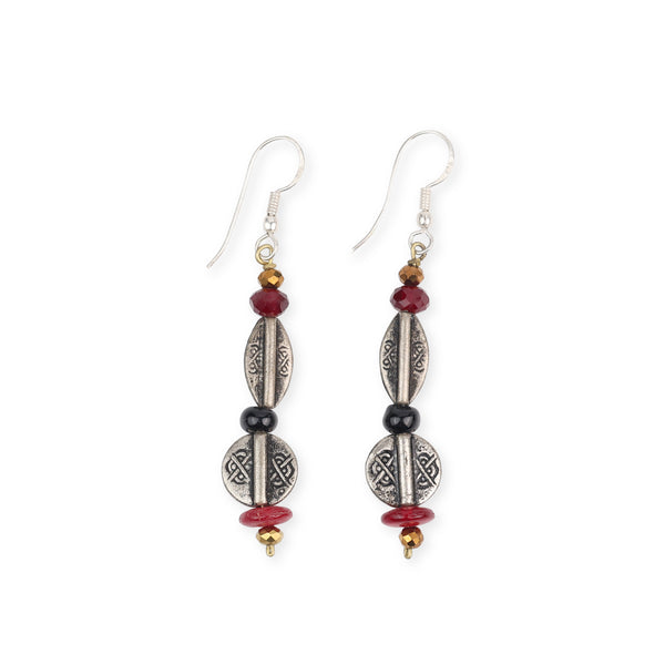 German Silver and Multicolour Stone Earrings