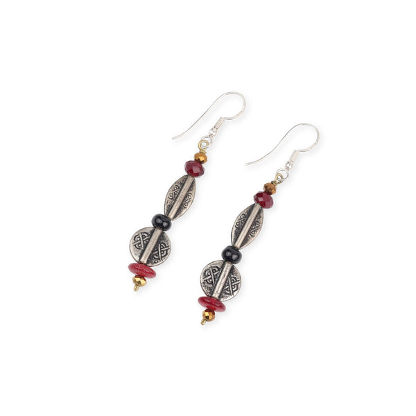 German Silver and Multicolour Stone Earrings