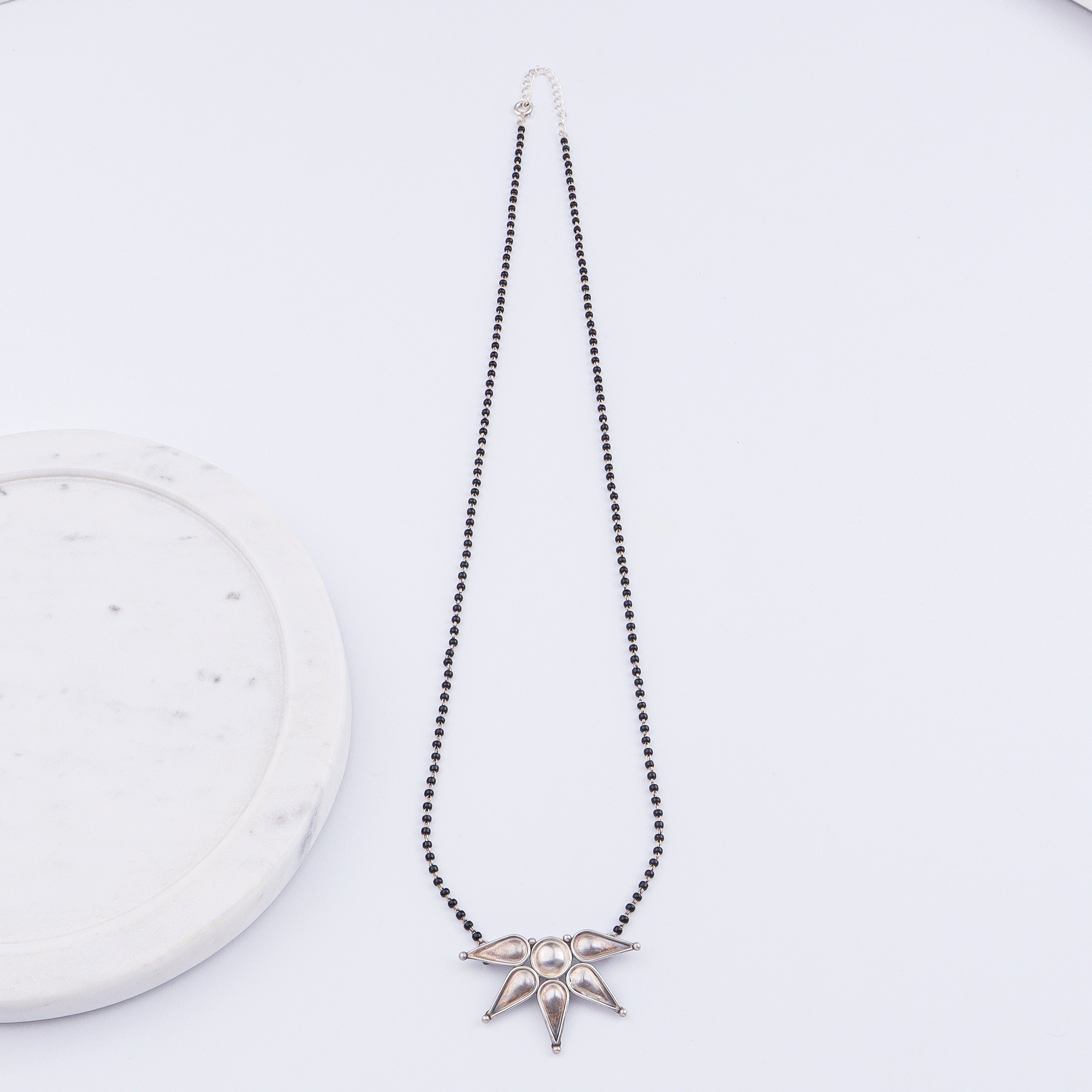 Silver Half Flower Mangalsutra