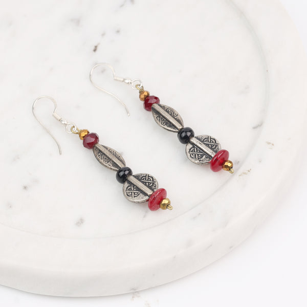German Silver and Multicolour Stone Earrings