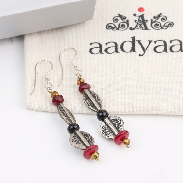 German Silver and Multicolour Stone Earrings