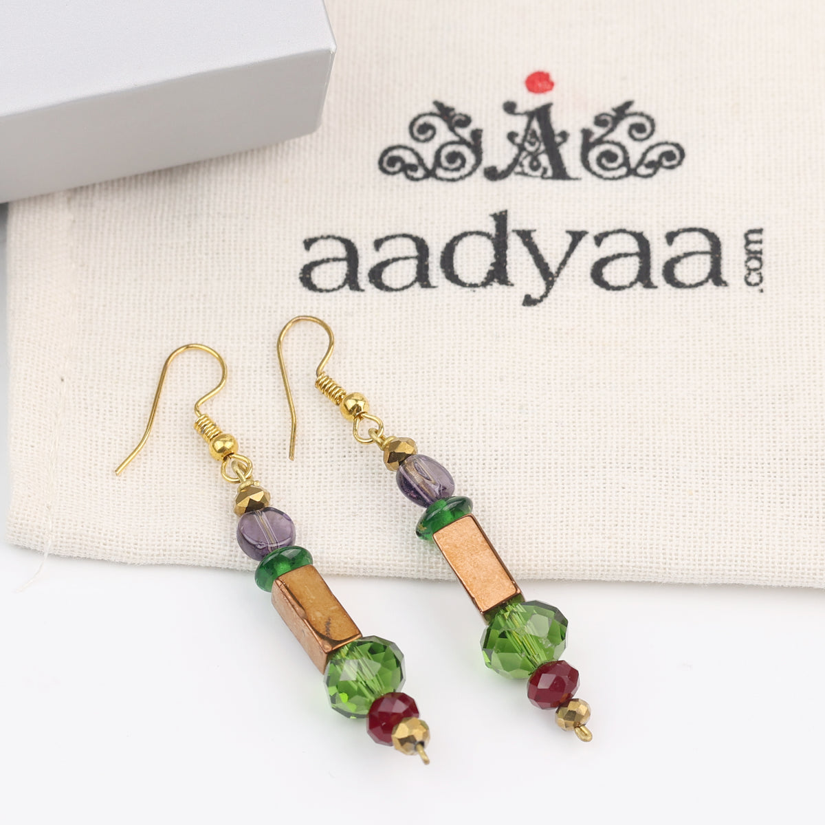 Copper Bead and Glass Bead Earrings