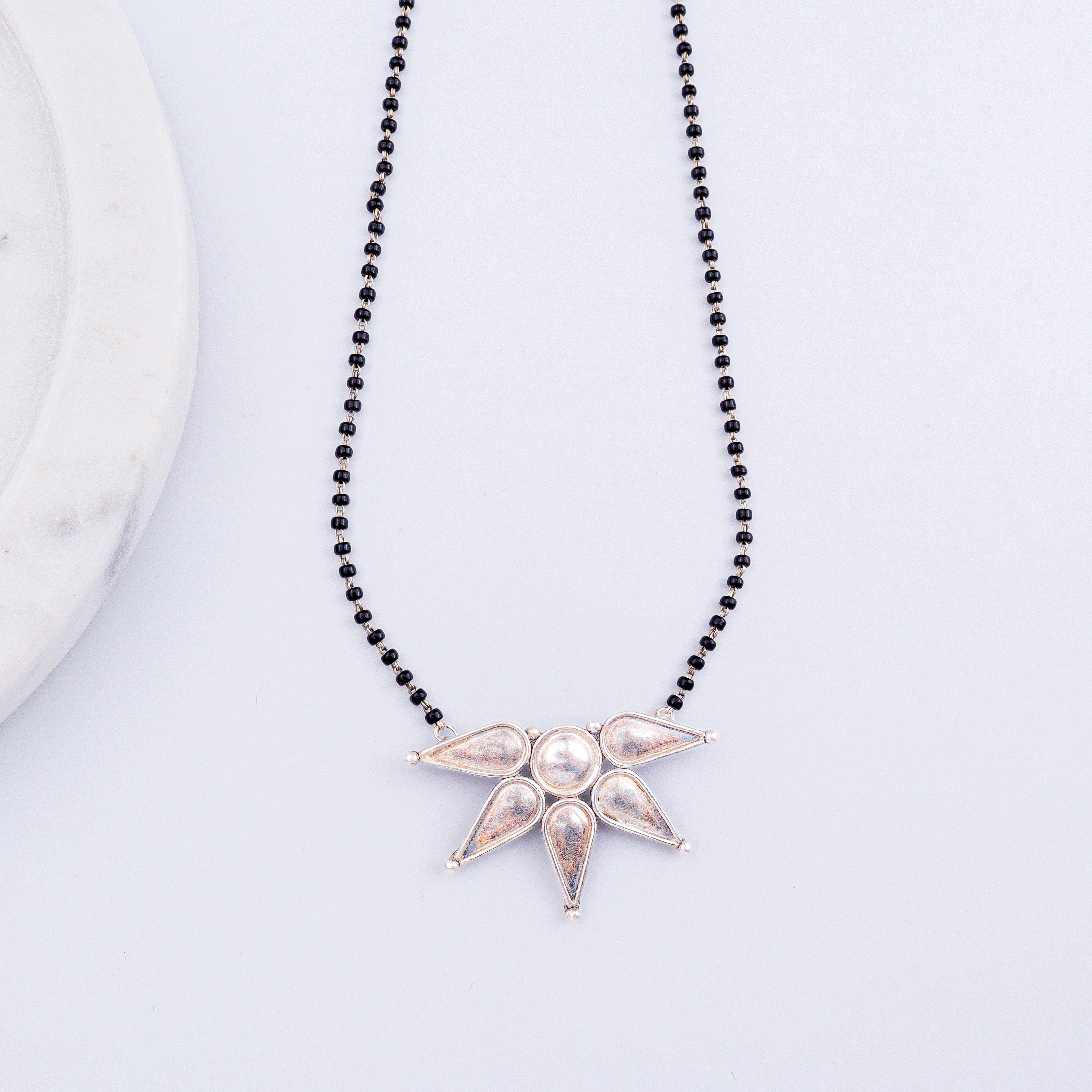 Silver Half Flower Mangalsutra