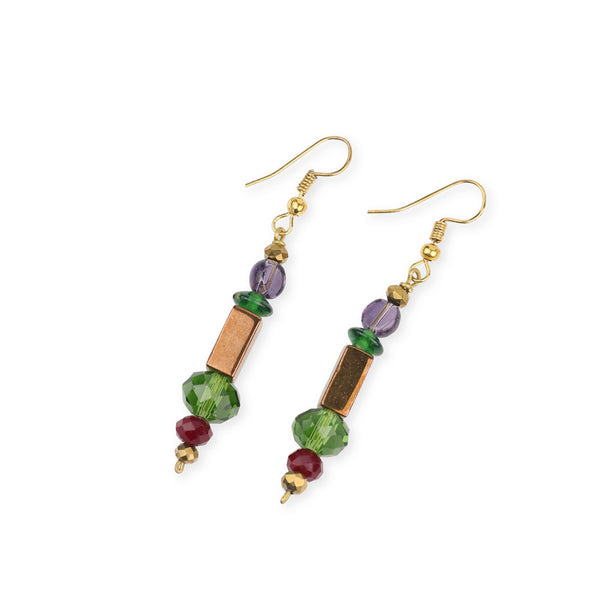 Copper Bead and Glass Bead Earrings