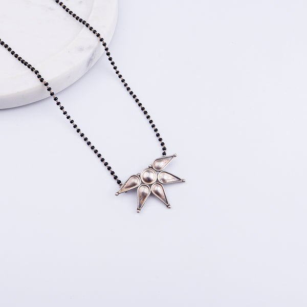 Silver Half Flower Mangalsutra