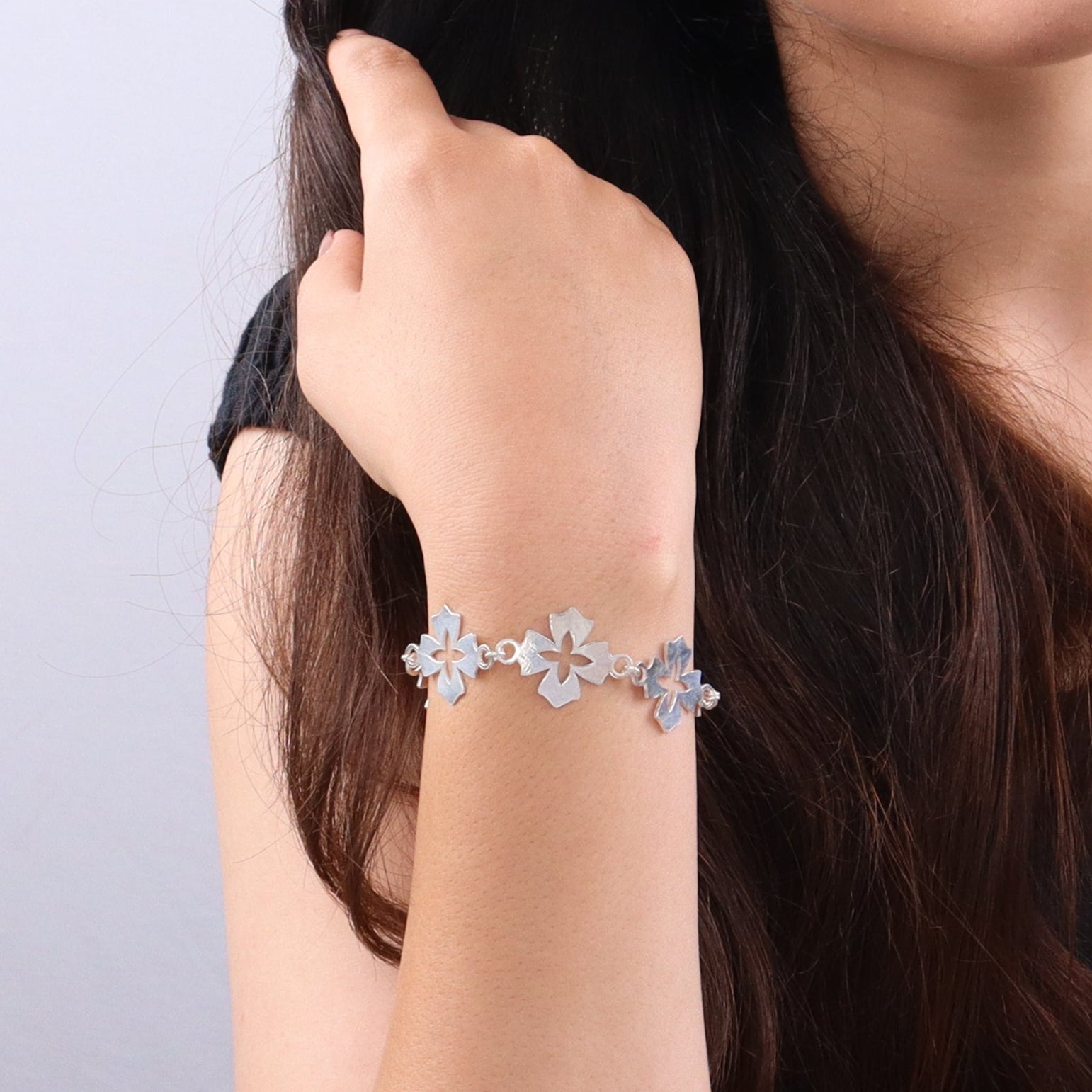 Silver Floral Multi Motif Bracelet