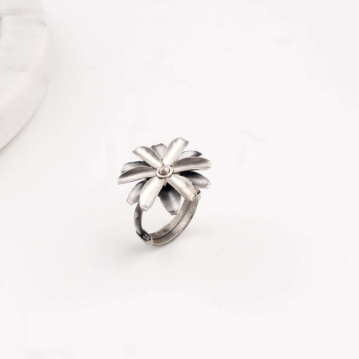 Mini Silver Soorajmukhi (Flower Motif) Ring