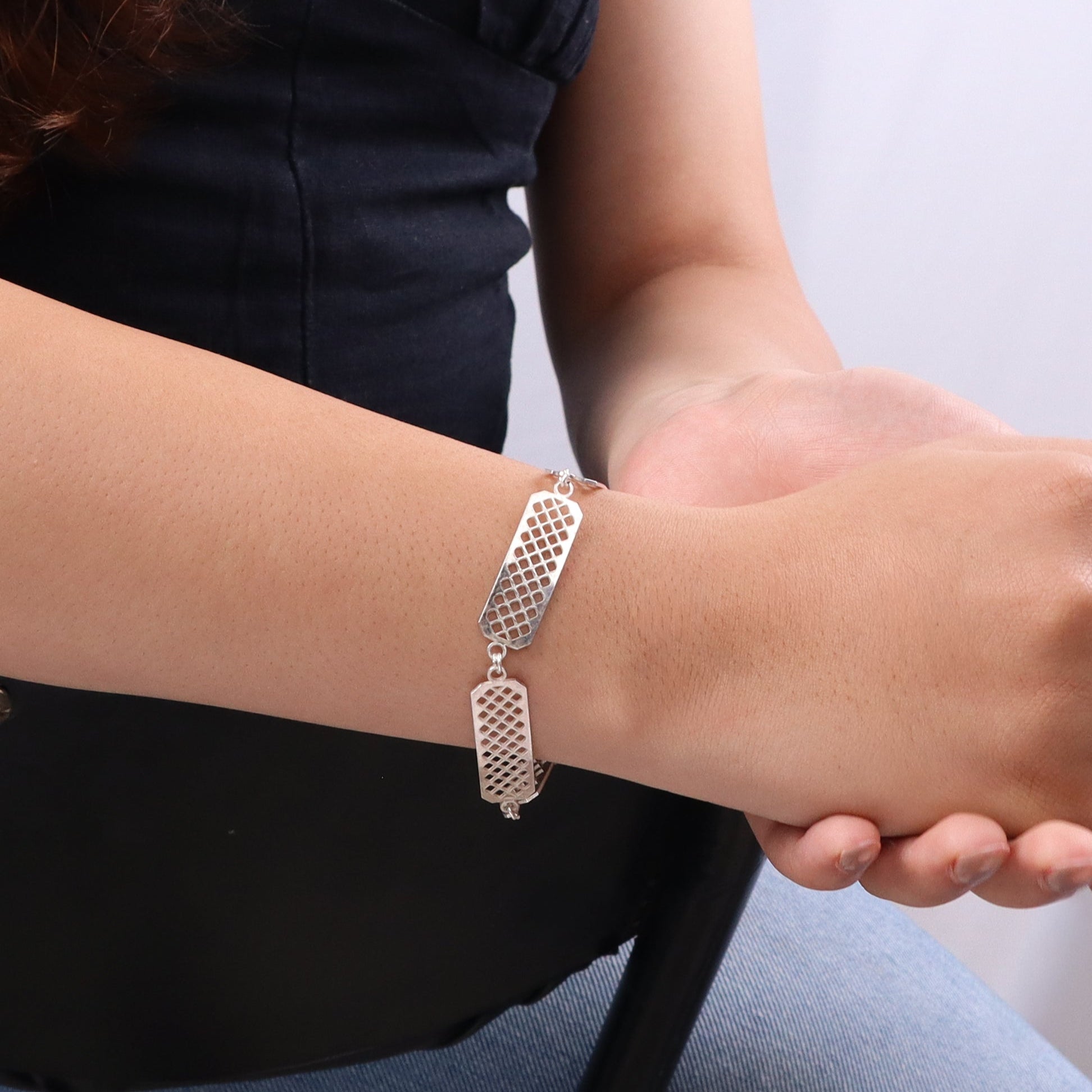 Silver Mesh Multi Motif Bracelet