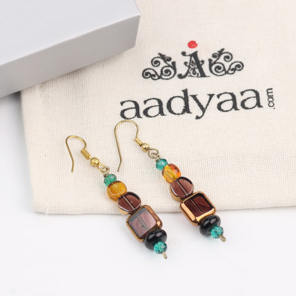 Copper Bead and Glass Bead Earrings
