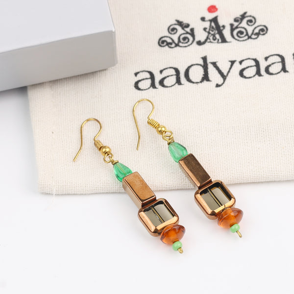 Copper Bead and Glass Bead Earrings