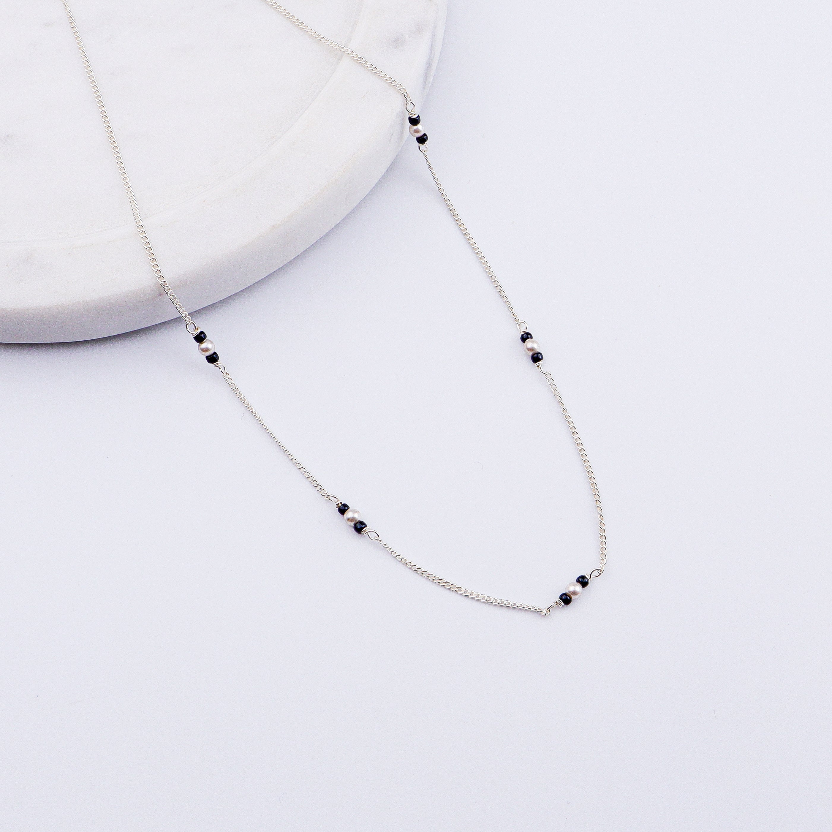Pearl & Black Spinel Chain Mangalsutra