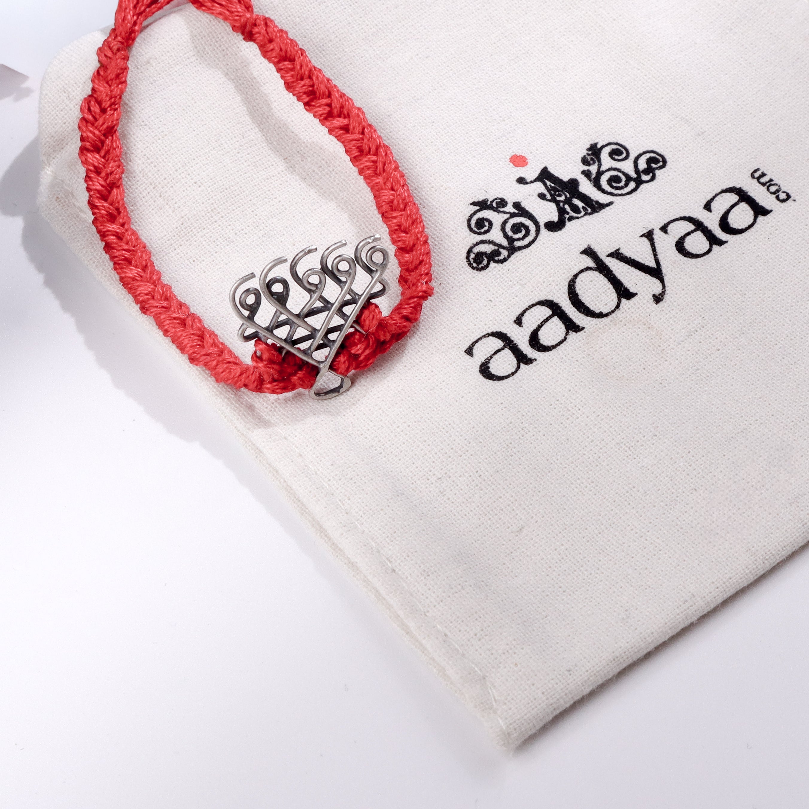 Black Thread Saraswati Bracelet – Small Motif | 92.5 Silver