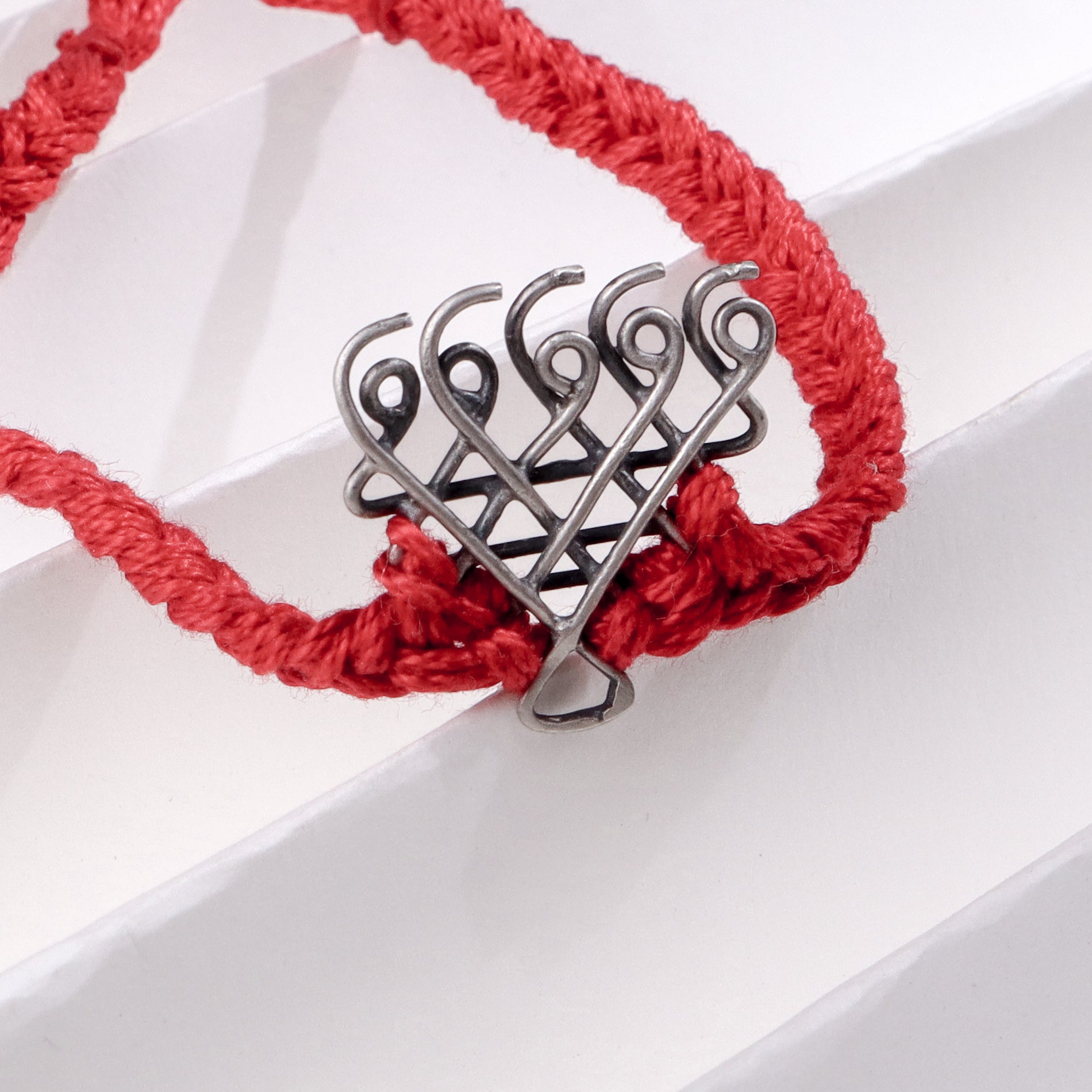 Black Thread Saraswati Bracelet – Small Motif | 92.5 Silver