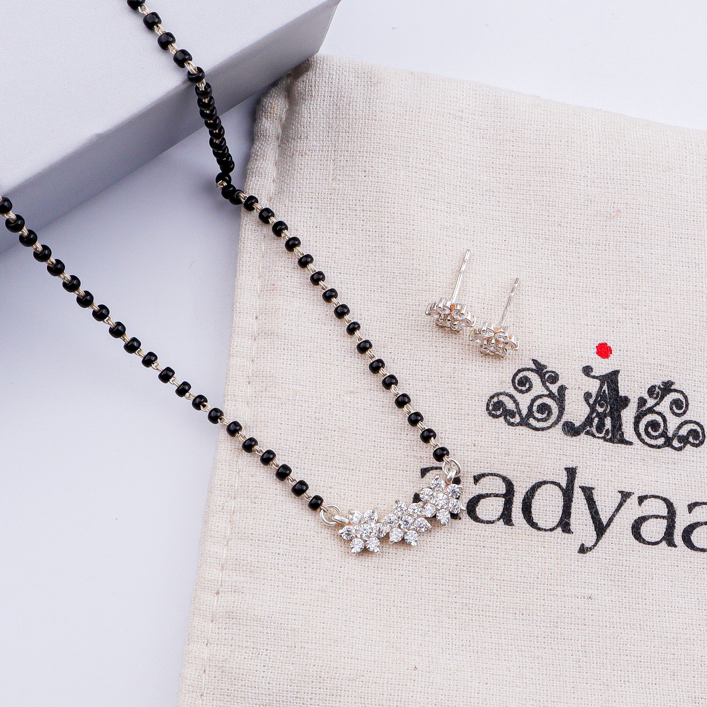 Big CZ Flower Mangalsutra Set | 92.5 Sterling Silver