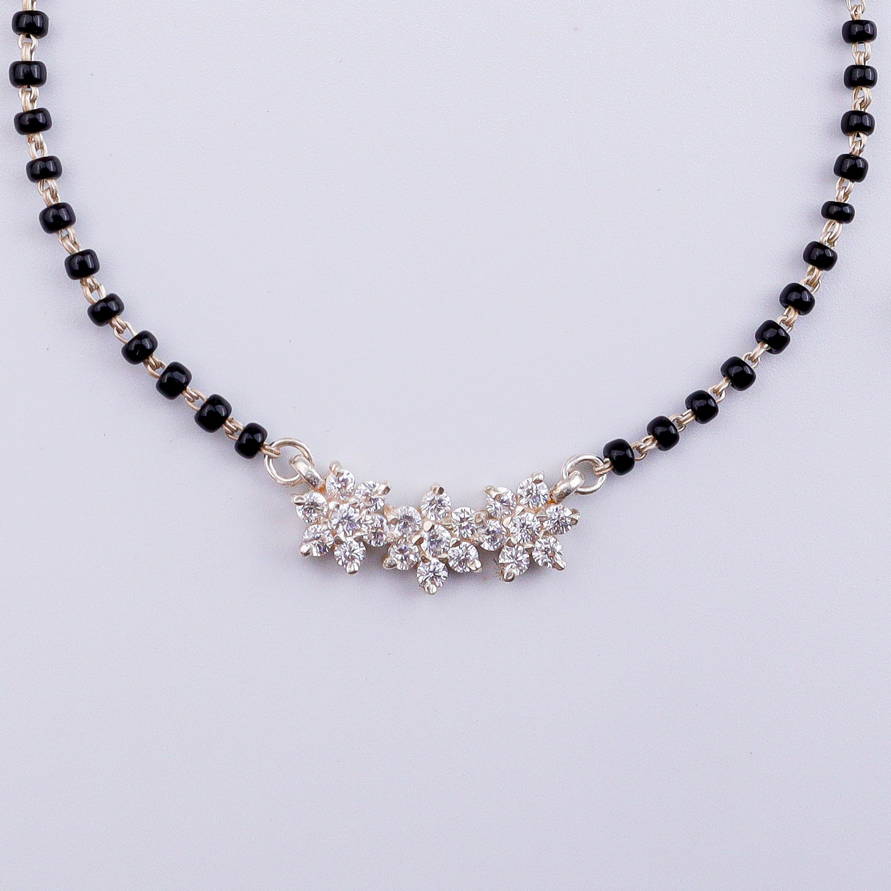 Big CZ Flower Mangalsutra Set | 92.5 Sterling Silver