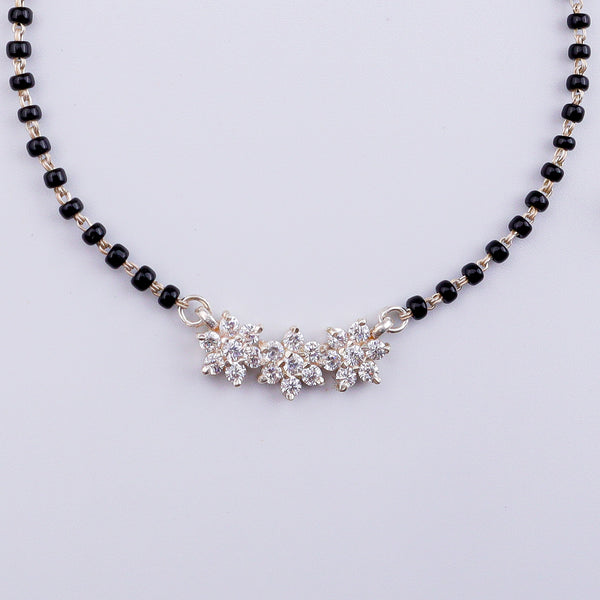 Big CZ Flower Mangalsutra Set | 92.5 Sterling Silver