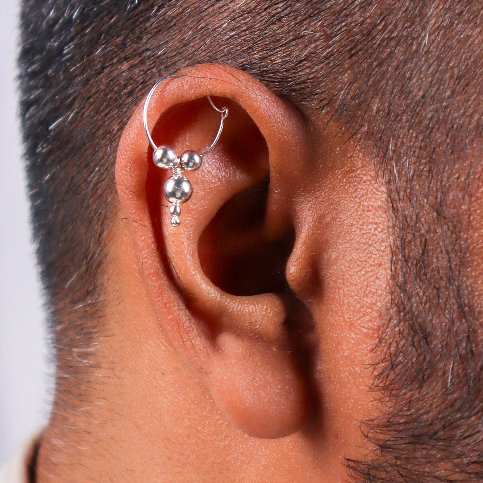 Silver Bhikbali with Silver Beads (Pierced)