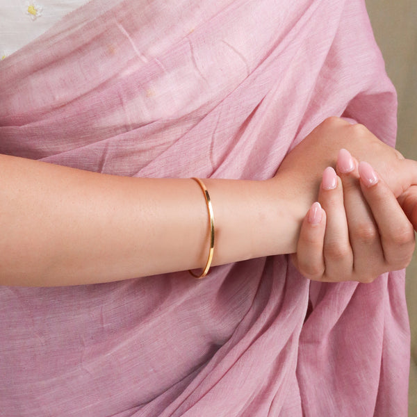 Plain Silver Bangle (Flat Shape) | 92.5 Silver | 22K Gold Plated