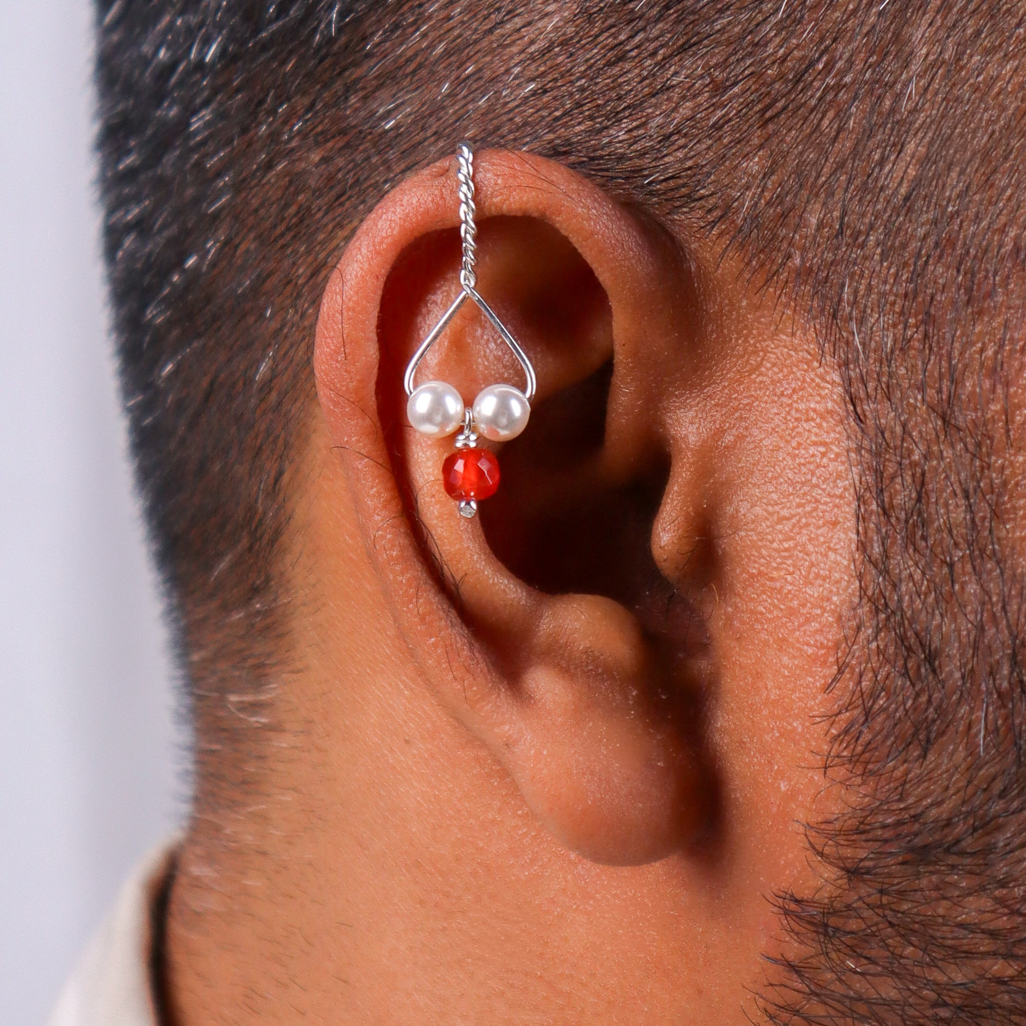 Silver Bhikbali with Carnelian (Clip-On)