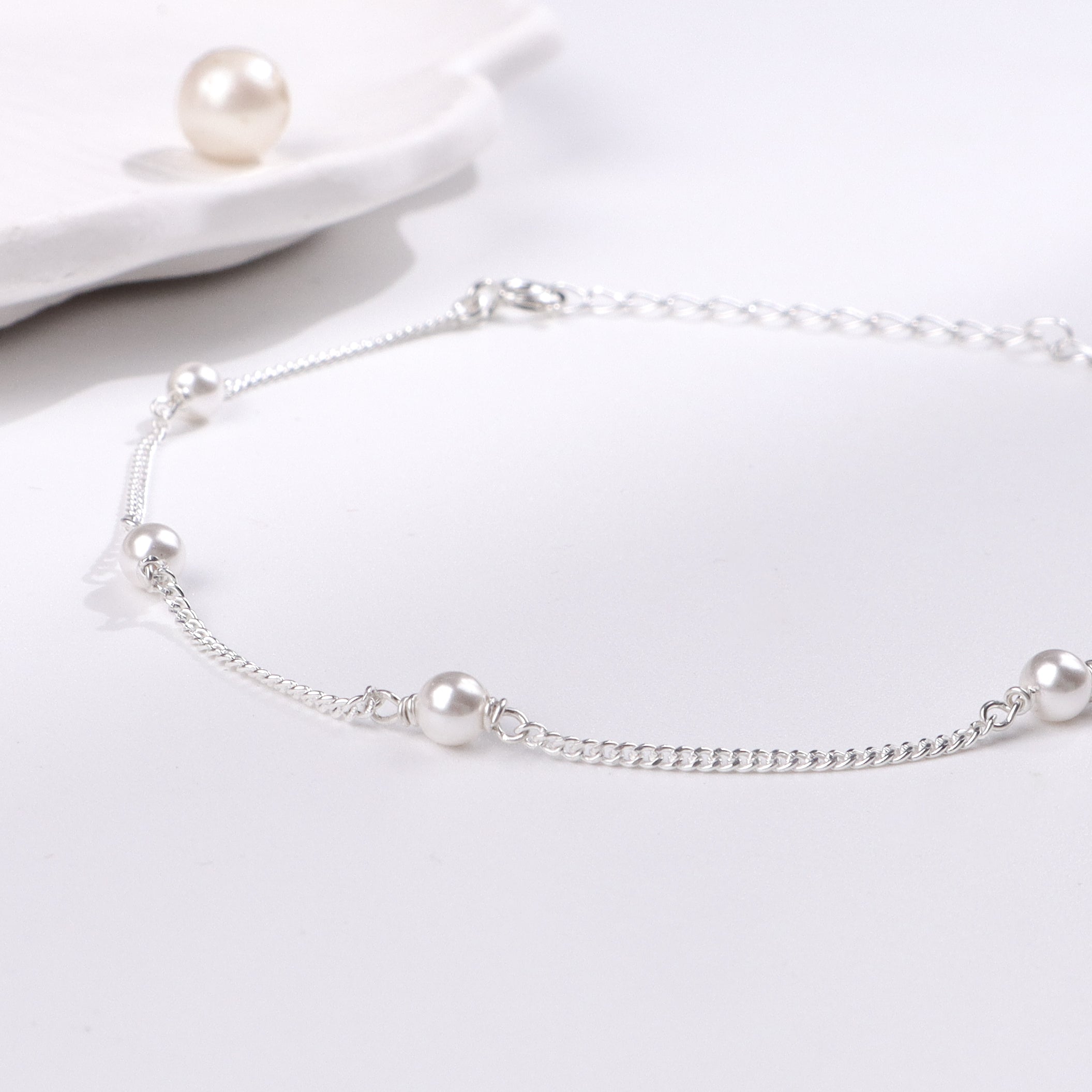Classic Pearl Anklet | 92.5 Sterling Silver