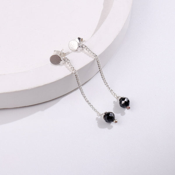 Single Black Spinel Chain Earring