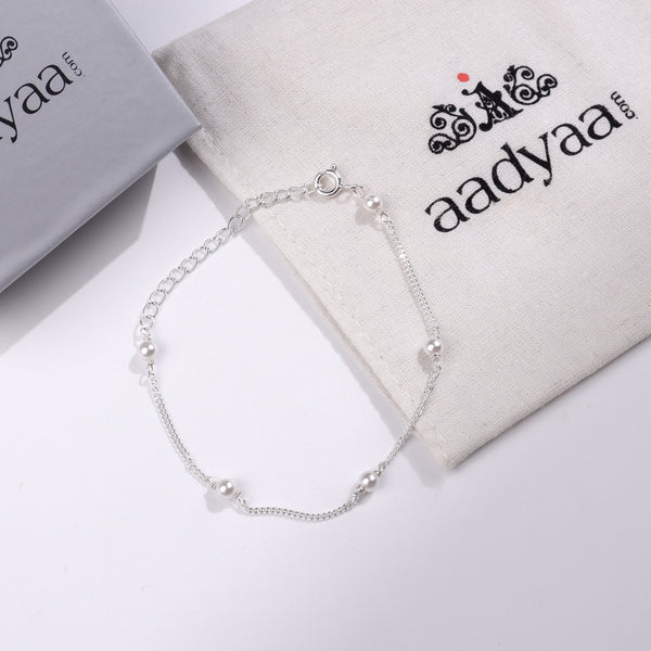 Classic Pearl Chain Bracelet | 92.5 Sterling Silver