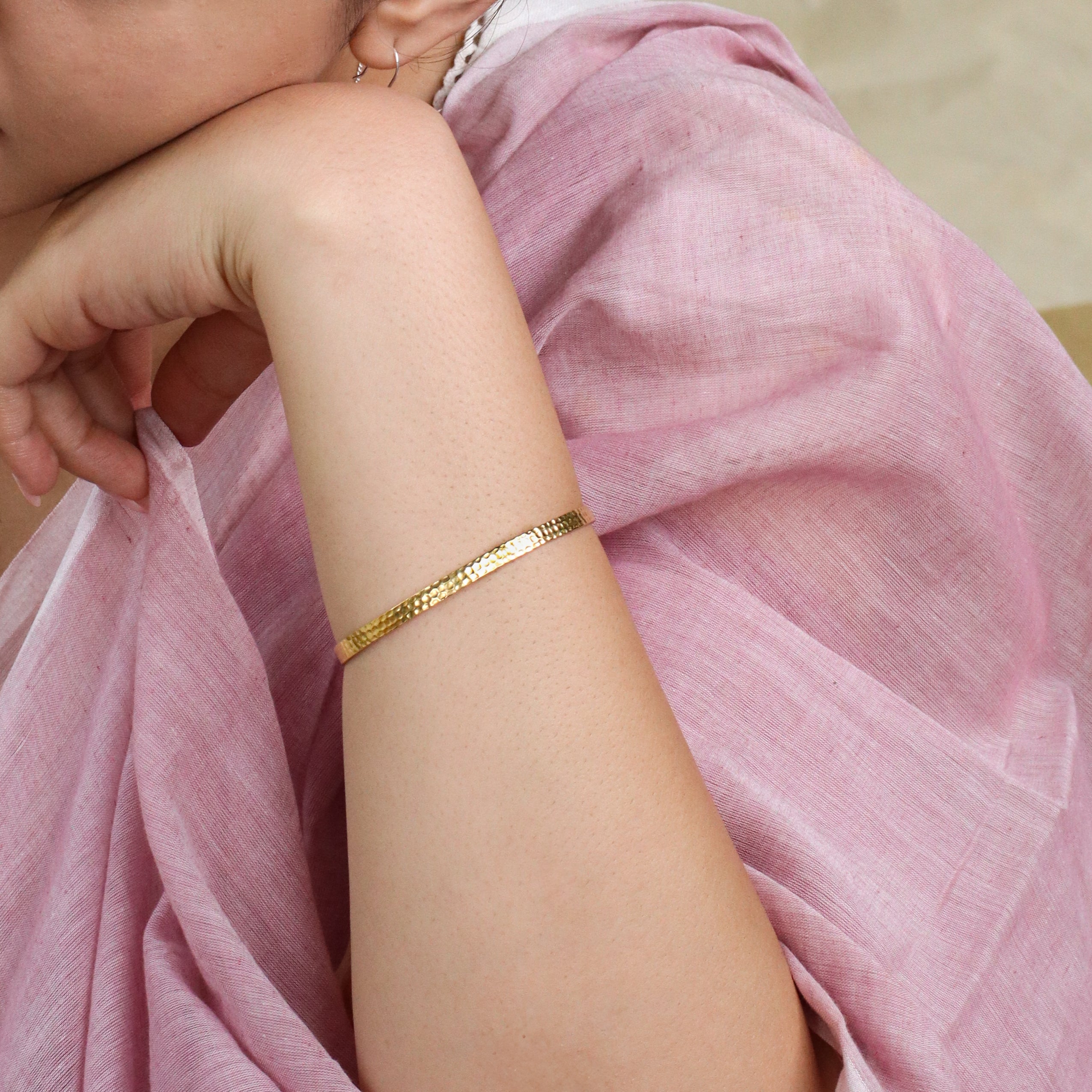 Hammered Gold Plated Silver Bangle