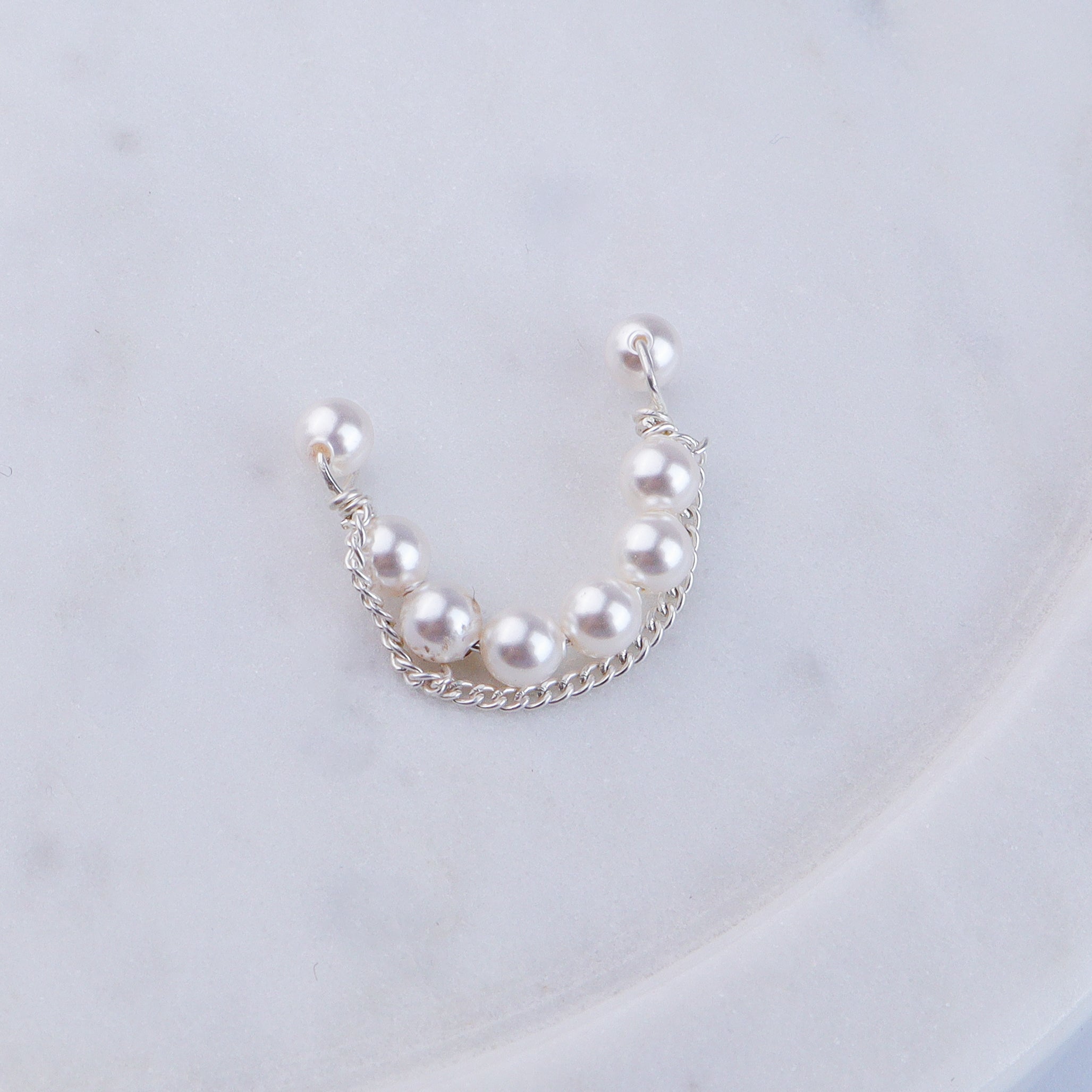 Pearl Layer and Chain Earcuff