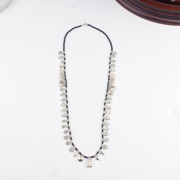 The Aadyaa Saaj (Silver, Black spinel) Short | 92.5 Silver | Shiny Silver Finish ( Made to Order )