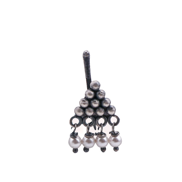 Oxidised Pyramid Clip-On Nose Pin (Large)