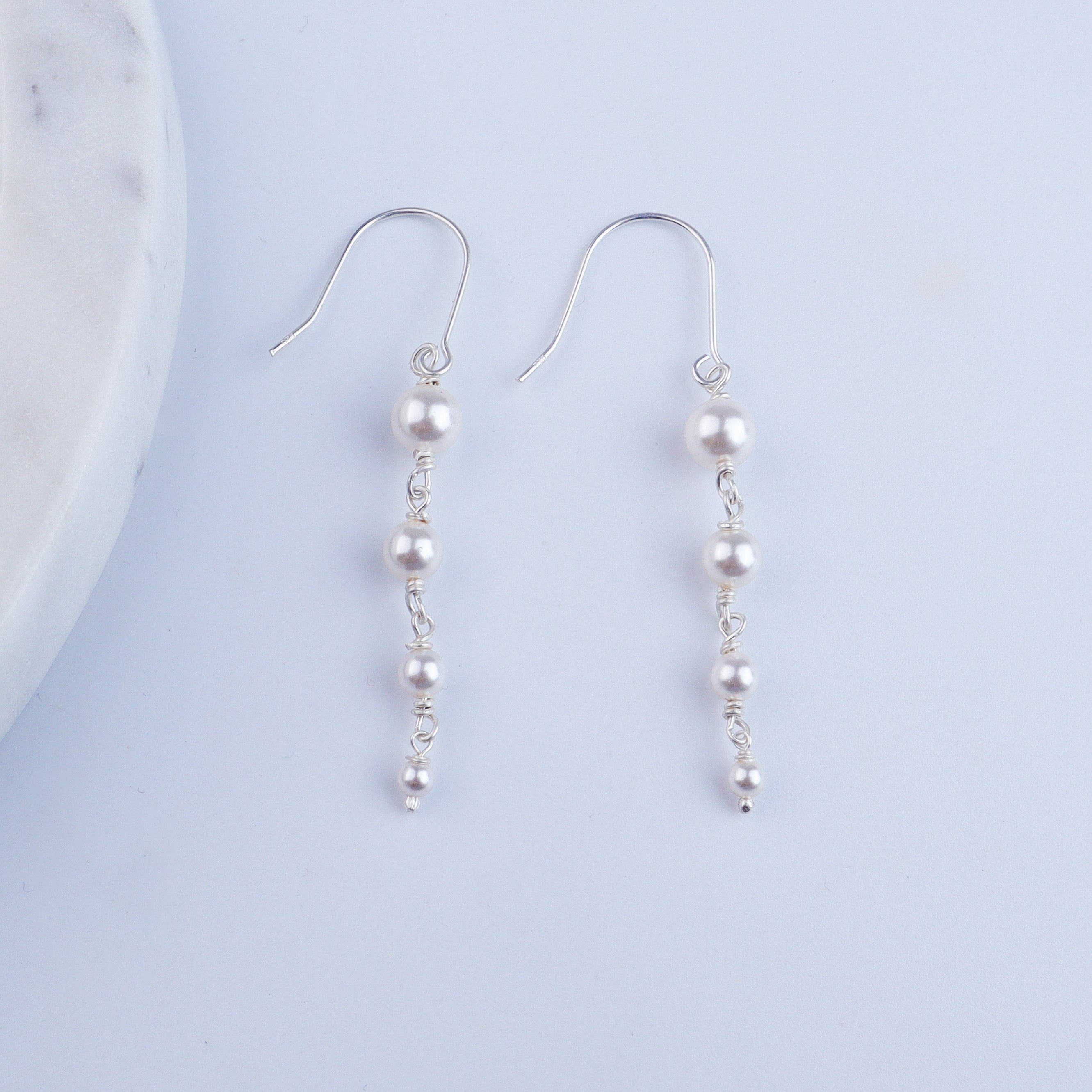 Silver Pearl Dangler Earrings