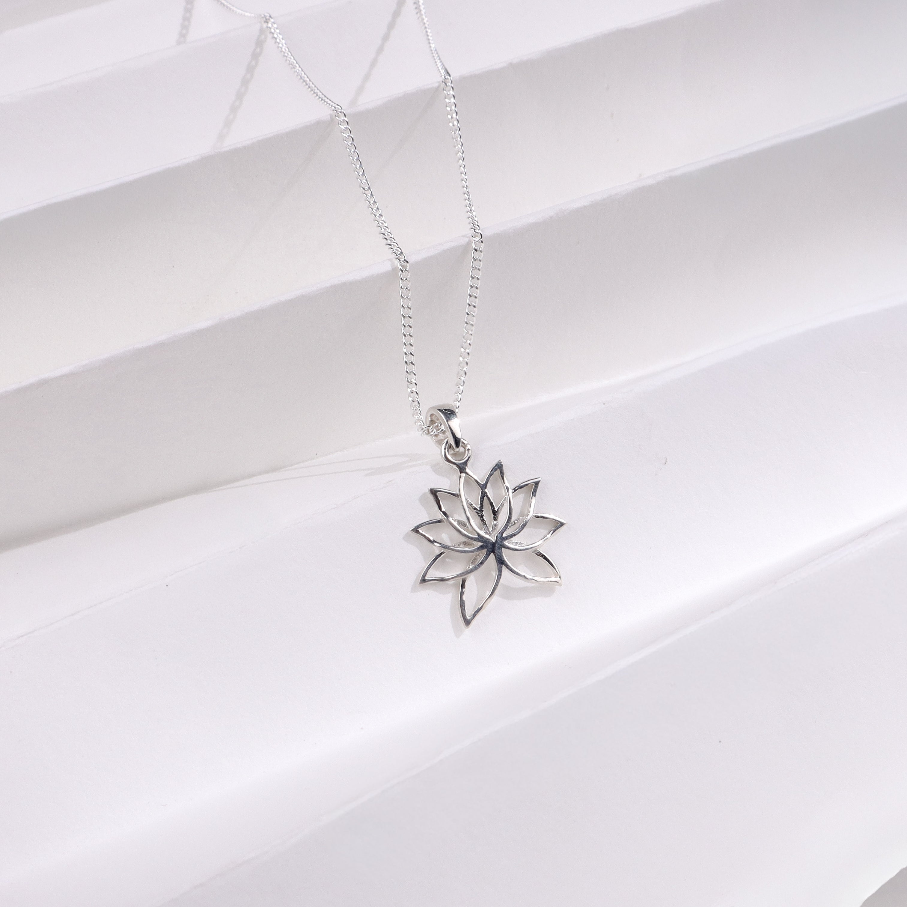 Lotus Charm Necklace 92.5 Sterling Silver | House of Aadyaa