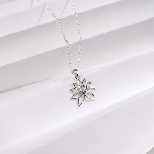 Lotus Charm Necklace | 92.5 Sterling SIlver