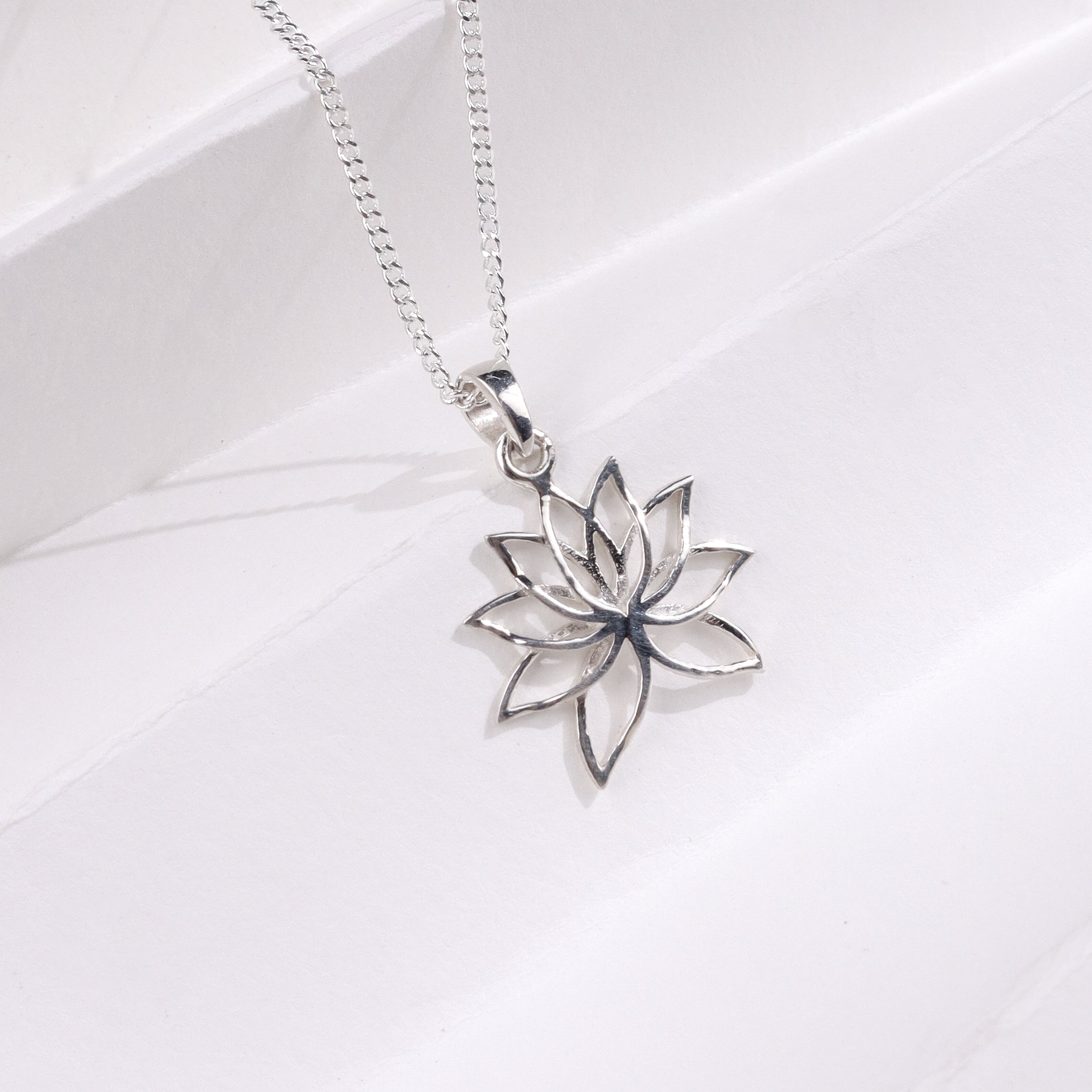 Lotus Charm Necklace 92.5 Sterling Silver | House of Aadyaa