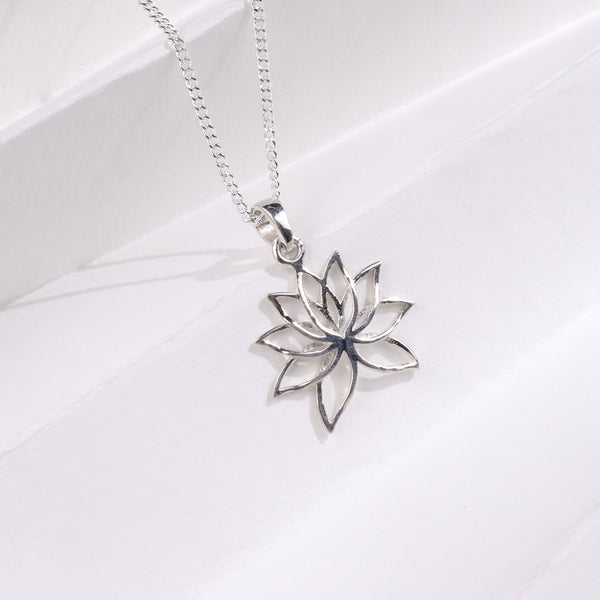 Lotus Charm Necklace | 92.5 Sterling SIlver