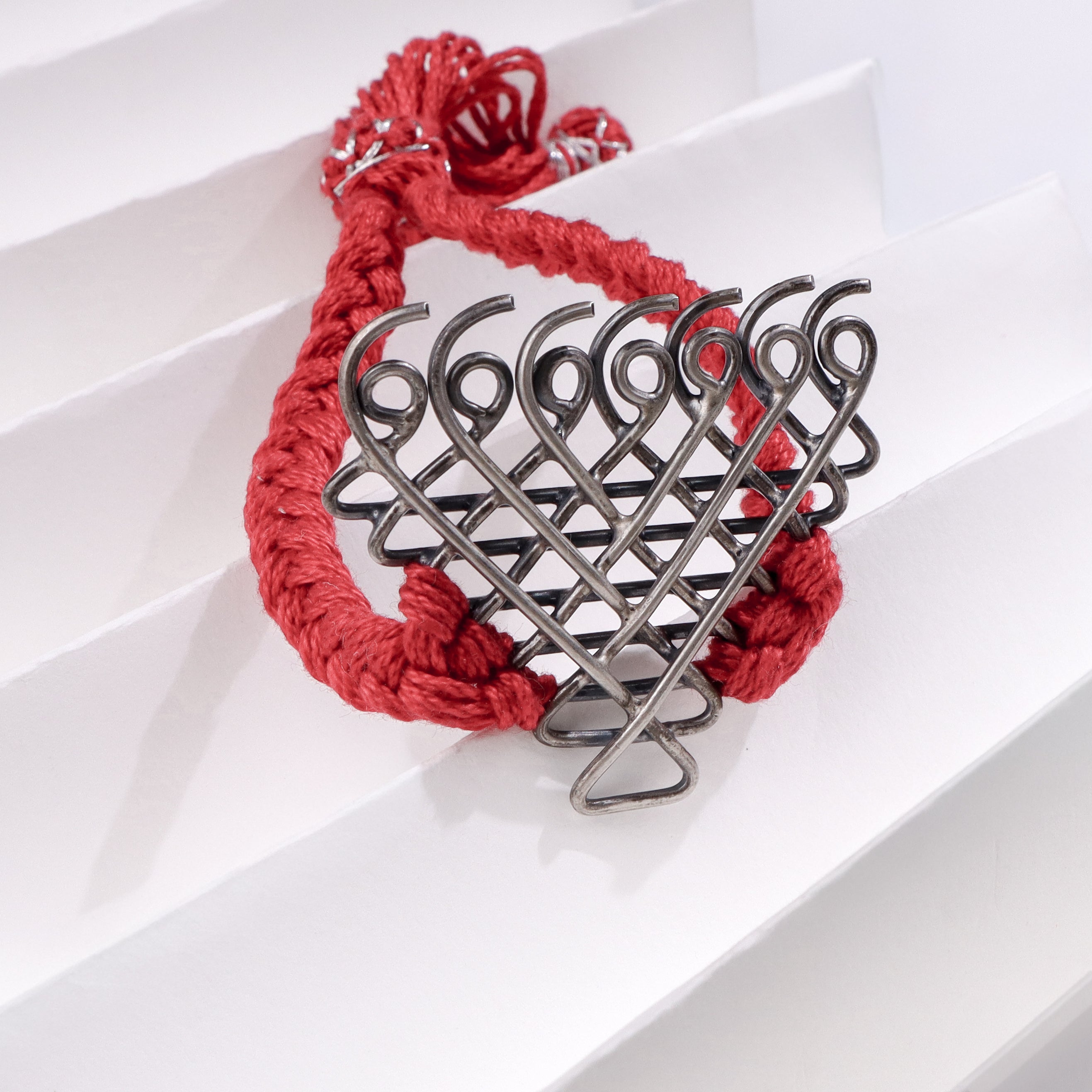 Red Thread Saraswati Bracelet – Big Motif | 92.5 Silver
