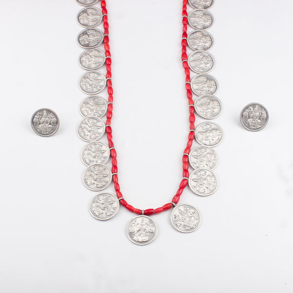 Putali Haar Set Long - Coin Necklace | 92.5 Silver | Oxidised Finish (Made to Order)