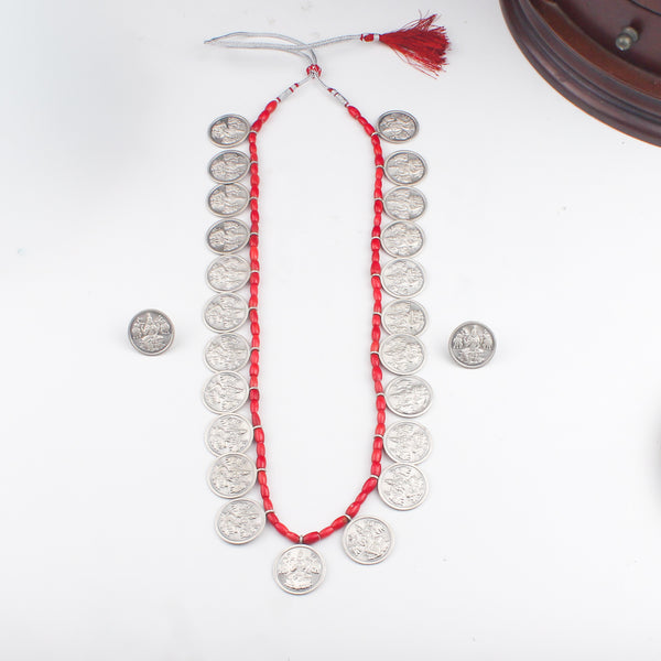 Putali Haar Set Long - Coin Necklace | 92.5 Silver | Oxidised Finish (Made to Order)