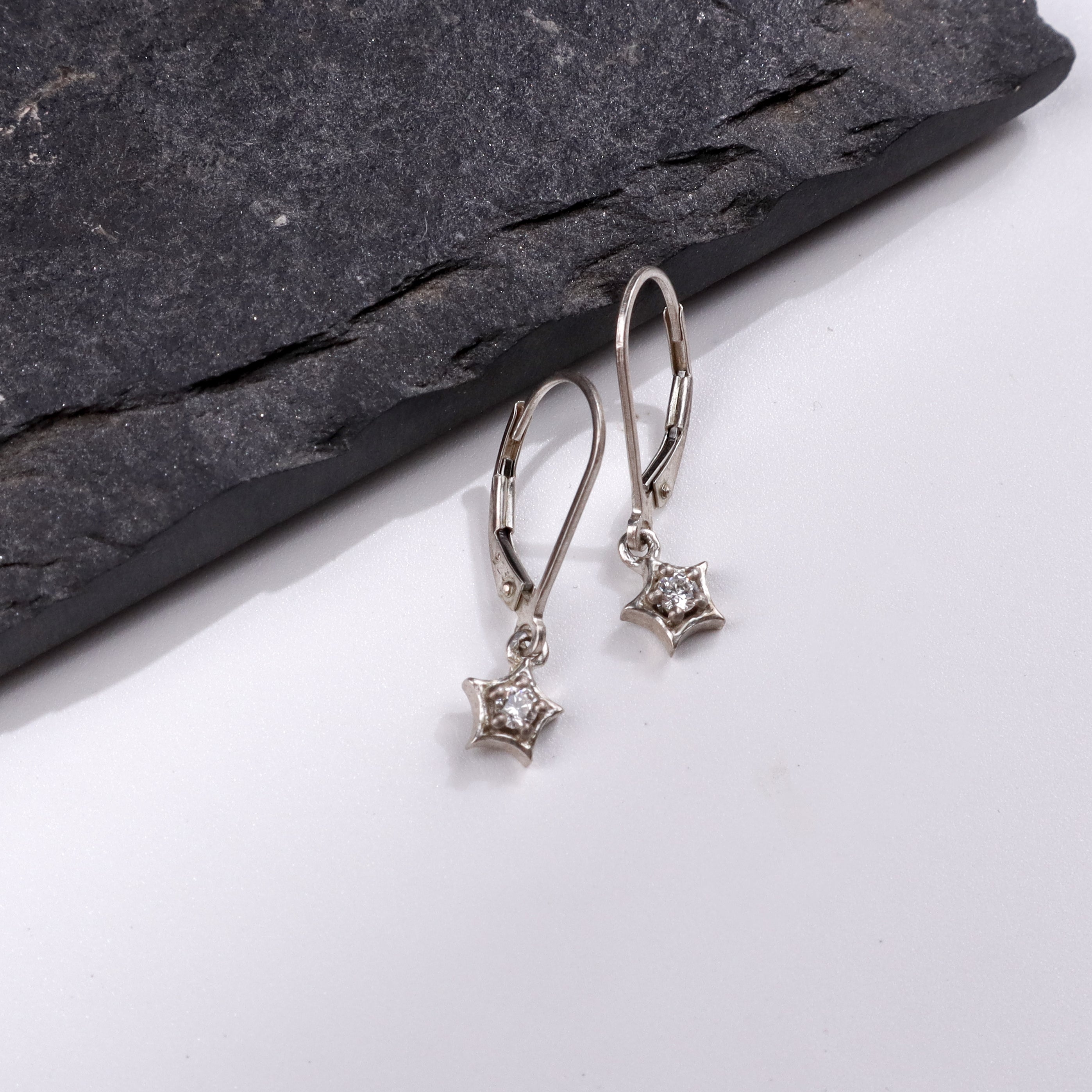 Silver star earrings with CZ stones for jewelry accessories